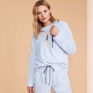 Lou & Grey Marc Loop Terry half zip blue pullover sweatshirt